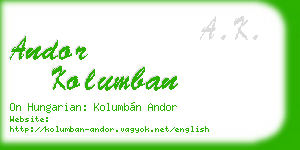 andor kolumban business card